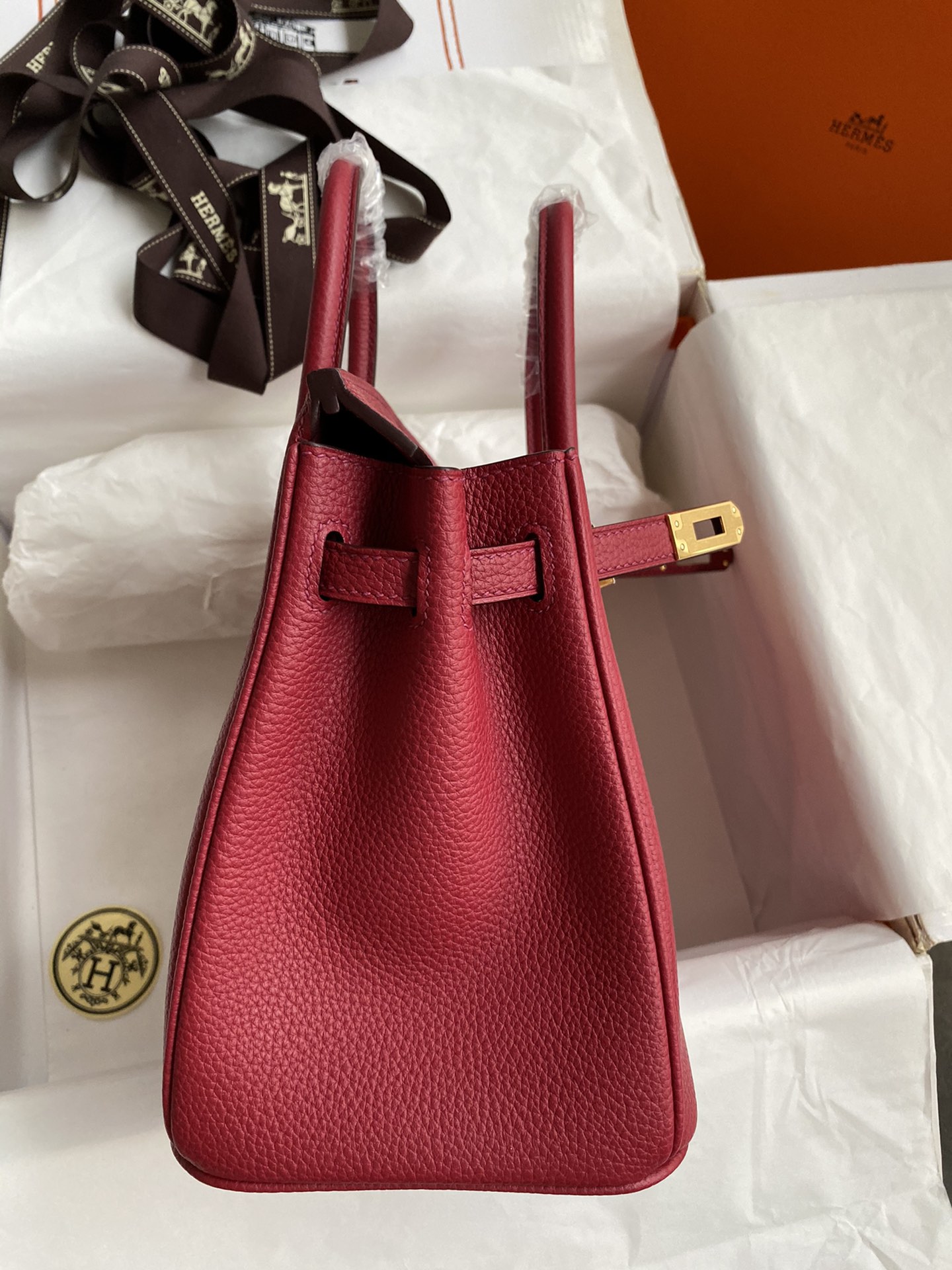 Hermes Birkin 25CM Togo Leather Handbag Burgundy